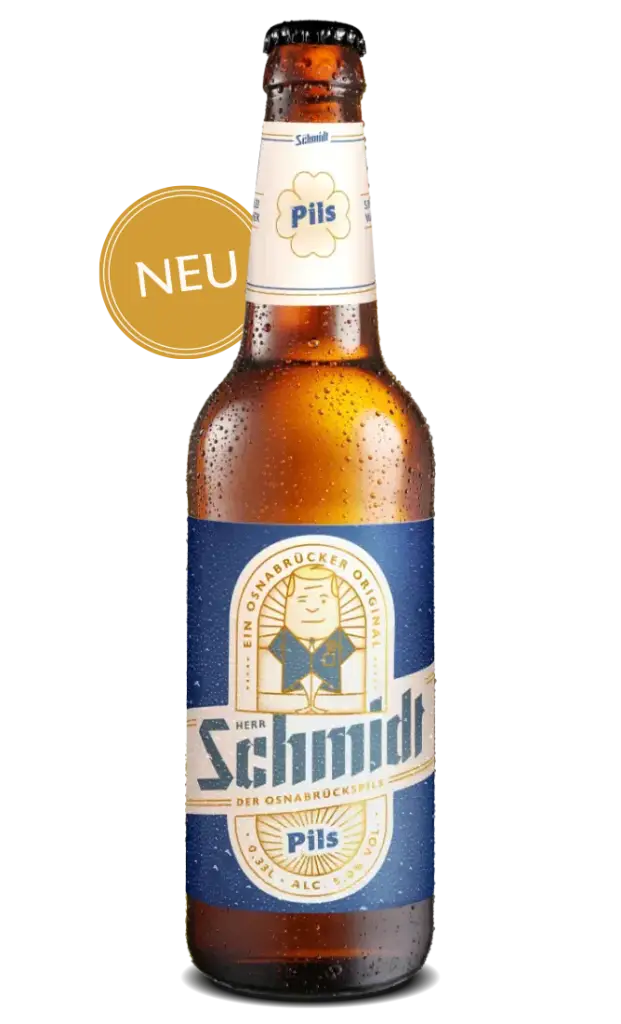 Herr Schmidt Pils mit "NEU" Button